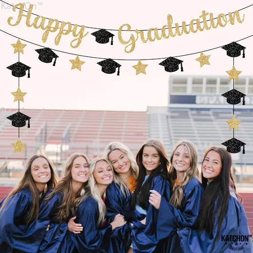 Miniatura 8 de Cartel de feliz graduación con purpurina – No DIY, pre-encordado Cartel de feliz graduación para decoraciones de fiesta de graduación 2026