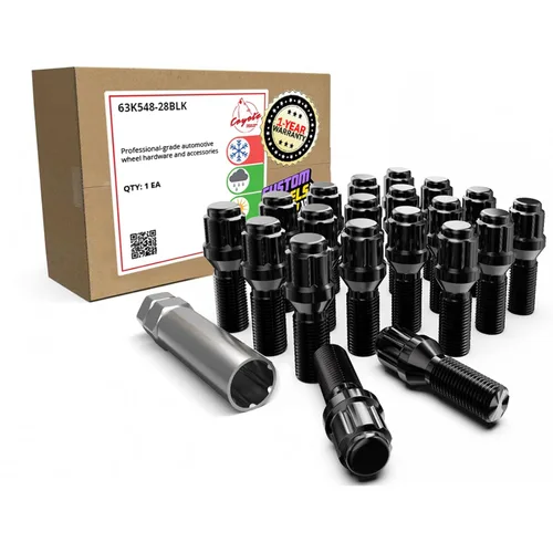 Miniatura 9 de Wheel Accessories Parts 20 pernos de asiento de bellota de rosca M14 x 1.50 con acabado negro, vástago de 1.102 in de longitud de 0.669 in hexagonal