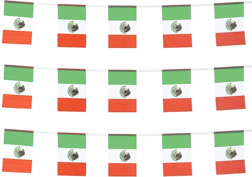 ZXvZYT Cadena de bandera mexicana de México, pequeñas banderas de banderín de México, para gran apertura, eventos deportivos nacionales,