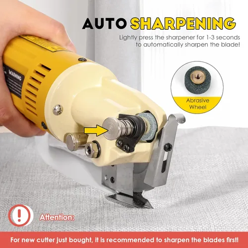 Miniatura 6 de CGOLDENWALL Cortador eléctrico rotativo de tela, multicapa, grosor de corte de 1 pulgada, para tela, cuero, alfombra, 2400 RPM, 110 V