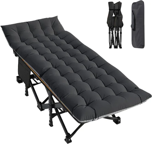 Miniatura 19 de NAIZEA - Catre plegable de campamento, cama plegable para campamento al aire libre, catre portátil militar, catres de doble capa oxford, catres