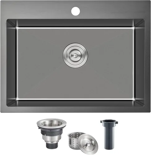 Miniatura 20 de Fregadero empotrable de cocina de 20 pulgadas, TSIBOMU Fregadero de cocina pequeño de acero inoxidable de un solo compartimento níquel cepillado