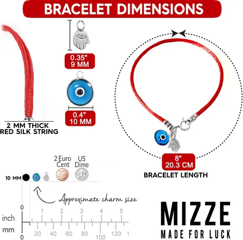 Miniatura 4 de Turkish Blue Evil Eye & Hamsa Hand Bracelet - Men's Red String - Lucky Protection & Friendship Jewelry - Gift for Men, Dad, Husband, Brother