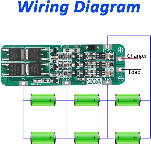 Miniatura 3 de 6 unids 3S 20A BMS 18650 Li-ion Módulo Cargador de Batería de Litio BMS Placa de Protección PCB 11.1V 12V 12.6V Módulo Sobredescarga/Sobrecorriente