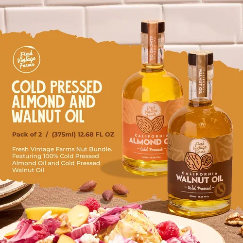 Miniatura 7 de Fresh Vintage Farms Nut Bundle - Aceites de cocina 100% sin diluir prensados en frío de almendras y nueces, aceites de cocina saludables