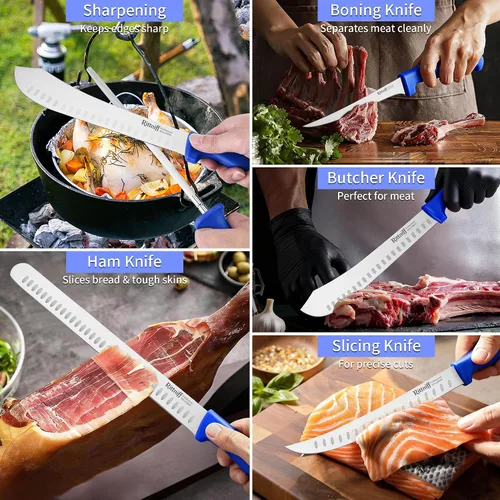 Miniatura 3 de 5 cuchillos de chef con bolsa de rollo, juego de cuchillos de cocina, cuchillo afilado de acero inoxidable para cortar carne, frutas y verduras