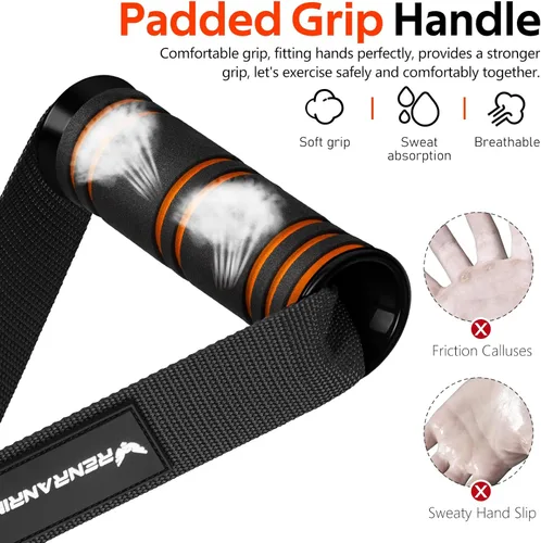 Miniatura 4 de RENRANRING Asas de Ejercicio para Gimnasio, Accesorios de Reemplazo para Poleas de Máquina de Cable, Banda de Resistencia y Entrenador de Fuerza
