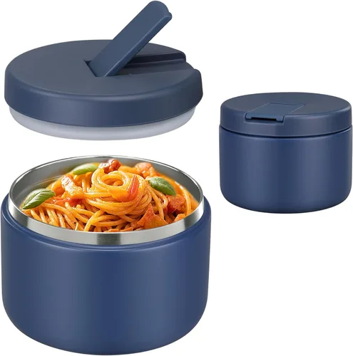 Miniatura 14 de Pawtong Tarro de comida aislado al vacío de 12 onzas con tapa de hebilla, termo de sopa de boca ancha para comida caliente para niños, contenedor