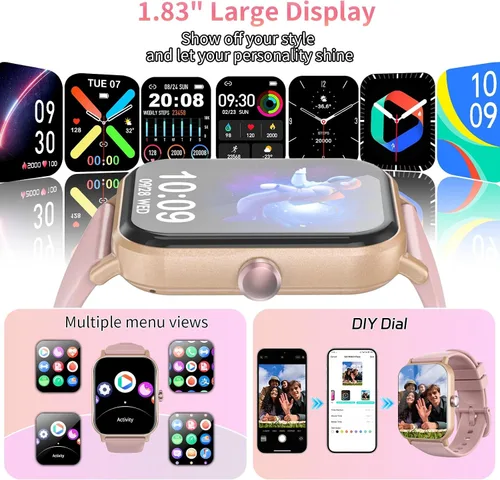 Miniatura 4 de Reloj inteligente para hombres y mujeres con llamadas, rastreador de actividad física de 1.83 pulgadas con monitor de frecuencia cardíaca/sueño