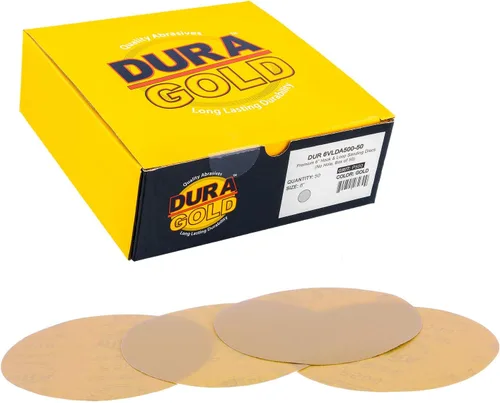 Miniatura 7 de Dura-Gold Discos de papel de lija dorados de grano 40 de 6 pulgadas, sin polvo, sin polvo, caja de 25, respaldo de gancho y bucle para lijadora DA