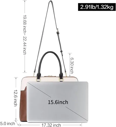 Miniatura 3 de CLUCI Maletín de cuero para mujer 15.6 pulgadas portátil de negocios vintage delgado bolso de hombro de las señoras