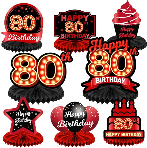 Miniatura 84 de Feliz Cumpleaños 15 Centros de Mesa de Panal Rojo y Negro Globos Decoración Temática de Mesa Decoraciones de Mesa Adornos de Mesa para Niñas Mujeres