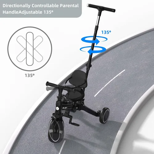 Miniatura 7 de Glaf Triciclo para Niños Pequeños 1-3 Bicicleta para Niños Pequeños con Mango de Empuje 2-4 Años Bicicleta de Bebé Juguete para Niños y Niñas de 1
