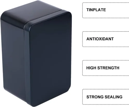 Miniatura 6 de DOITOOL Caja rectangular de almacenamiento de té de hojalata de 5.11 x 3.14 x 2.55 pulgadas, contenedor portátil de metal pequeño para hojas de té