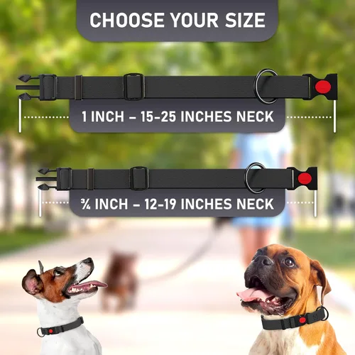Miniatura 5 de Collar de perro ajustable con código QR identificación adjunta, fabricado en Estados Unidos, collar de perro resistente al agua con hebilla de Negro