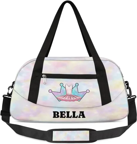 Bolsa de baile personalizada para niña, bolsa de lona deportiva personalizada, bolsas de fin de semana, bolsa de viaje bolsa de lona colorida corona