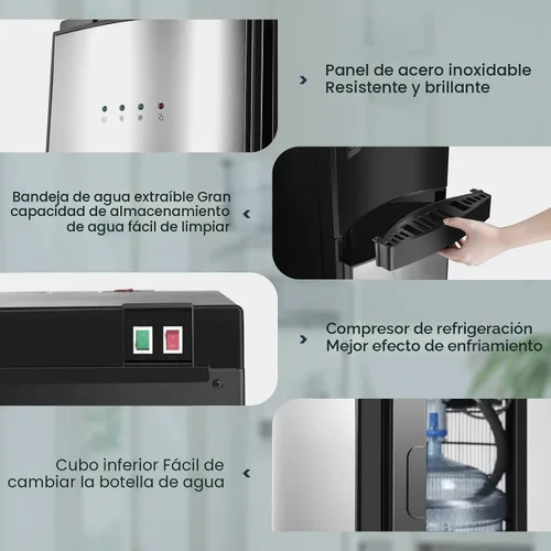 Miniatura 3 de Dispensador de agua de 5 galones, enfriador de agua fría y caliente con carga inferior, 3 ajustes de temperatura, indicador de botella vacía