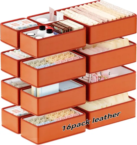 Miniatura 14 de Organizadores de Cajones de Cuero Vegano, Juego de 8 Cajas de Almacenamiento para Maquillaje, Mejora de Lujo para Cajones de Tocador, Reemplazo