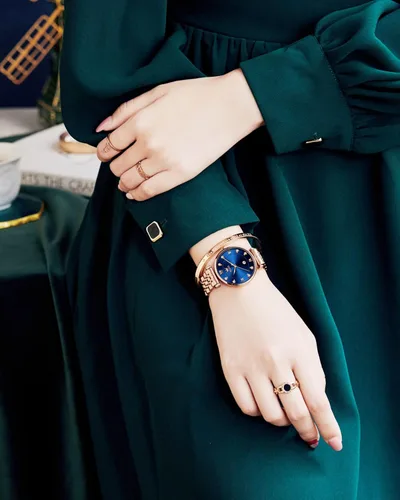 Miniatura 6 de OLEVS Reloj de oro rosa para mujer, con diamantes de lujo, luminoso, resistente al agua