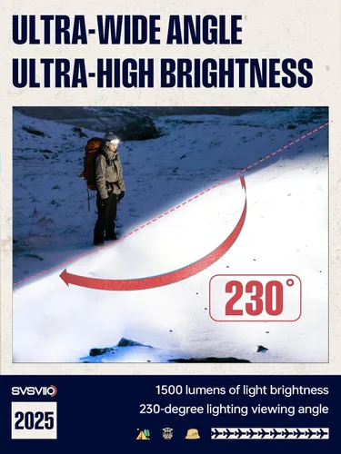 Miniatura 2 de svsviio K0209 - Linterna frontal recargable de 1500 lúmenes con sensor de movimiento y luz roja, lámpara de cabeza súper brillante, luces de cabeza