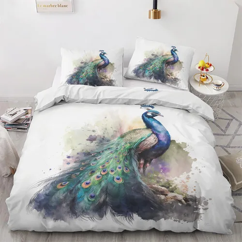 Miniatura 15 de Phoenix Funda de edredón tamaño King Juego de ropa de cama de pájaro de fantasía 3 piezas Funda de edredón con patrón de microfibra suave