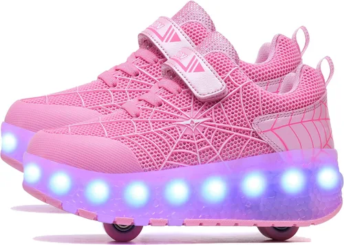 Miniatura 12 de AIkuass Zapatos con ruedas LED y USB recargables, zapatillas de patinaje con luces para niños y niñas