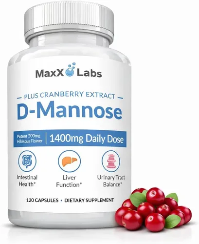 Cápsulas de D-Manosa MaxX Labs - Cápsula de D-Manosa Extra Fuerte de Acción Rápida de 1400 MG para la Salud de la Vejiga con Potente Extracto de