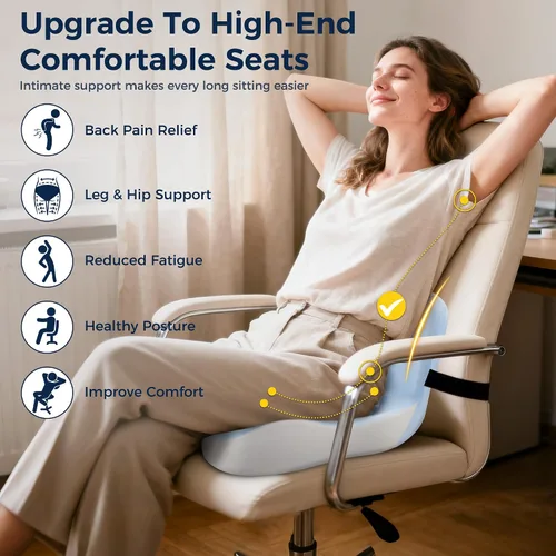 Miniatura 4 de Cojín de asiento, cojines para silla de oficina para aliviar el coxis, cojines de asiento para silla de oficina con diseño ergonómico en forma de L