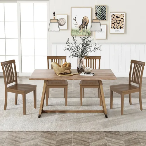 Miniatura 13 de COLAMY Juego de 6 sillas de comedor de madera, silla auxiliar de cocina Windsor con respaldo alto, sillas de comedor de granja para cocina, comedor