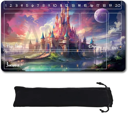 Miniatura 7 de Alfombrillas de juego compatibles con Lorcana tamaño 24 x 14 pulgadas, tapete de juego TCG de goma antideslizante con Zones y bolsa