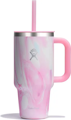 Miniatura 72 de Hydro Flask Vaso de Viaje con Asa, Tapa y Pajita - Acero Inoxidable Aislado en 24 Oz Aloe