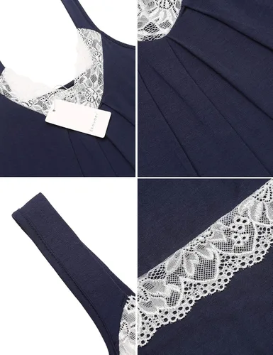 Miniatura 5 de Ekouaer Camisón de mujer con cuello en V, ropa de dormir de encaje, lencería suave para mujer