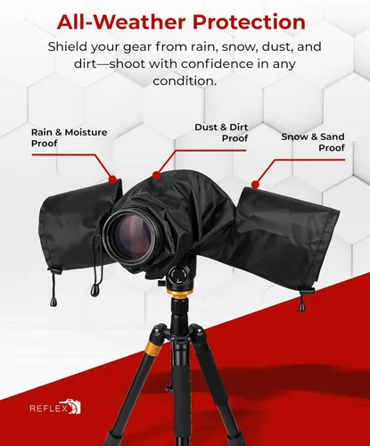 Miniatura 4 de REFLEX CAMERA Funda protectora universal impermeable para lluvia DSLR/SLR con mangas de cordón y ventana de visión transparente para Sony, Canon