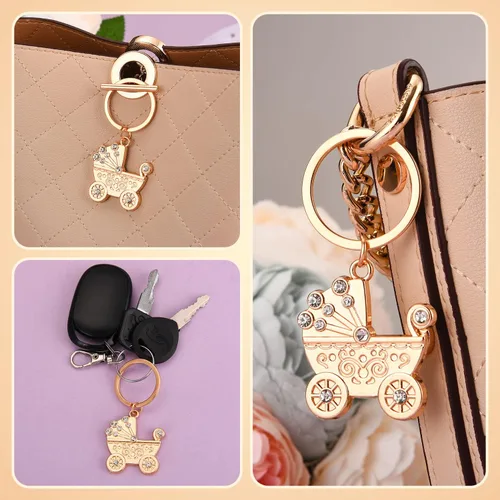 Miniatura 4 de 50 llaveros con forma de carro de bebé para baby boy o chica, decoración de fiesta de revelación de género, premios de juegos, regalos, decoración