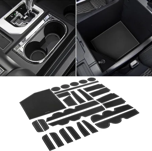 Miniatura 10 de Forro personalizado para accesorios Toyota Tundra 2022 2023 2024 2025 2026, insertos para portavasos, alfombrillas para consola central