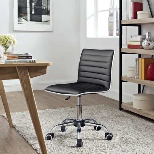 Miniatura 4 de Homall Silla moderna ajustable con respaldo bajo acanalado sin brazos, silla de oficina, silla de escritorio, silla de tocador, silla giratoria