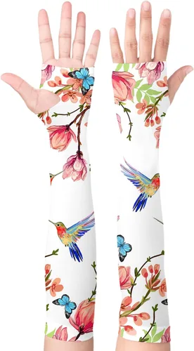 Miniatura 11 de Mangas de jardín para mujer, estilo bohemio, con agujeros para el pulgar, protección solar UV, mangas para los brazos para mujer