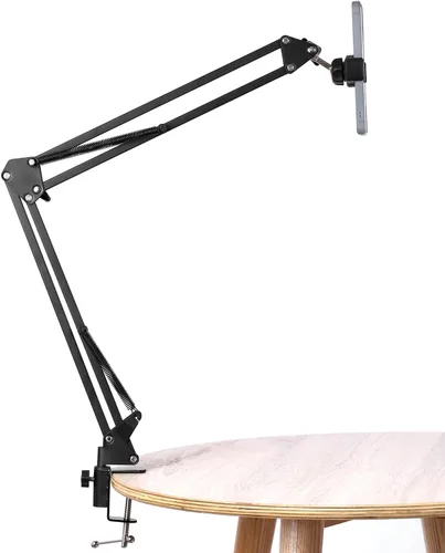 soporte articulado brazo soporte mesa flexible rotación 360 ° teléfono celular clip titular para todos los teléfonos inteligentes micrófono |