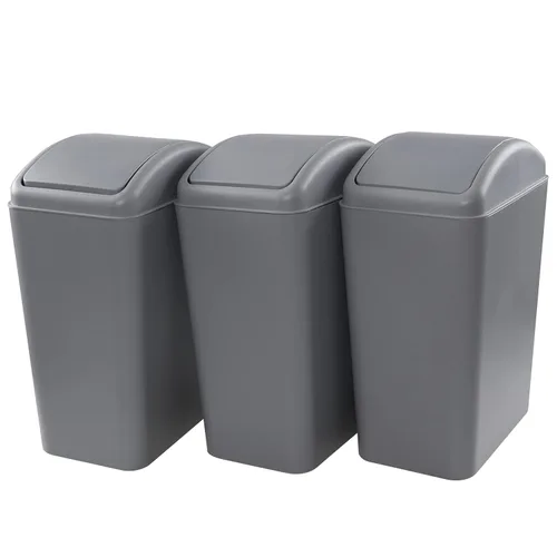 Miniatura 8 de Cubo de basura de plástico con tapa, 4.5 galones, color negro, paquete de 3