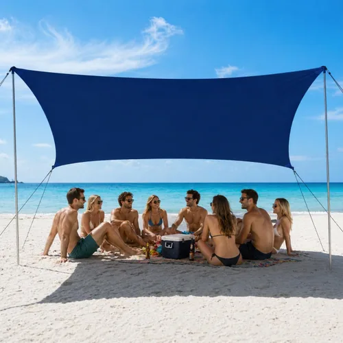 Miniatura 12 de EasierHike Tienda de campaña para playa, 7 × 7.15 pies, toldo de playa portátil fácil de desplegar, refugio de protección solar UPF50+, resistente