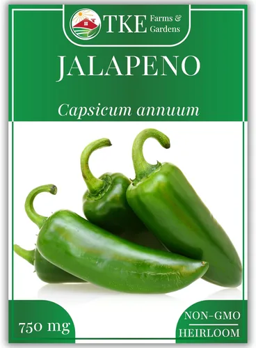 TKE Farms & Gardens - Semillas de pimiento jalapeño para plantar, más de 100 semillas tradicionales sin OMG, huerto de interior y exterior,