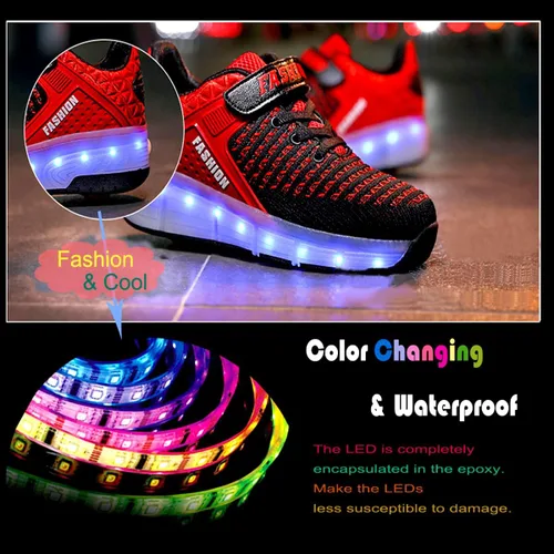 Miniatura 4 de Aikuass - Tenis con ruedas y luces LED recargables con USB para niñas y niños