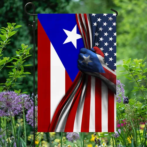 Miniatura 11 de Banderas de Puerto Rico – Bandera estadounidense puertorriqueña – Bandera de jardín de 12 x 18 pulgadas, decoración para exteriores, lona resistente