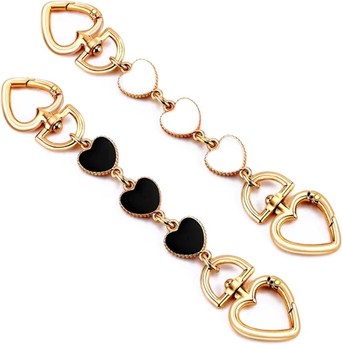 Miniatura 25 de 2 unidades extensoras de bolsa de cadena de corazón y luna, extensores de correa para bolso, cadena de oro, correa de repuesto para monedero