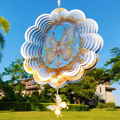 Miniatura 12 de DJUAN Giradiscos de Acero Inoxidable Reflectantes para Jardín al Aire Libre, Giradiscos de Viento Brillantes Dispositivos para Aves que Disuaden a
