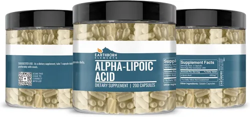 Miniatura 3 de Earthborn Elements Ácido alfa lipoico 200 cápsulas, puro y sin diluir, sin aditivos