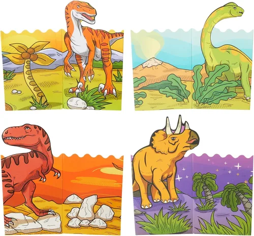 Miniatura 6 de BLUE PANDA Cajas de palomitas de maíz de dinosaurio, paquete de 60, multicolor, 4 diseños, cajas de palomitas de maíz a granel para suministros