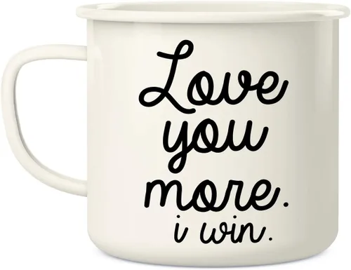 Miniatura 2 de Retreez Taza de café Love You More I Win de acero inoxidable esmaltado de 16 onzas para campamento, fogata, divertido regalo de cumpleaños
