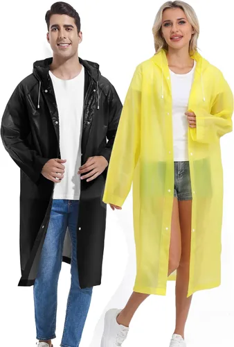 Miniatura 136 de 2 abrigos de lluvia de Borogo para adultos, chaquetas de lluvia reutilizables para hombres y mujeres