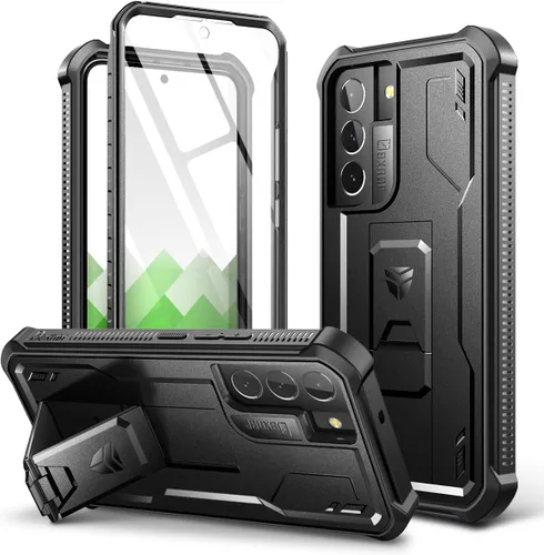 Dexnor Funda para Samsung Galaxy S22 Plus, [protector de pantalla y soporte integrados] Protección de grado militar resistente a prueba de golpes